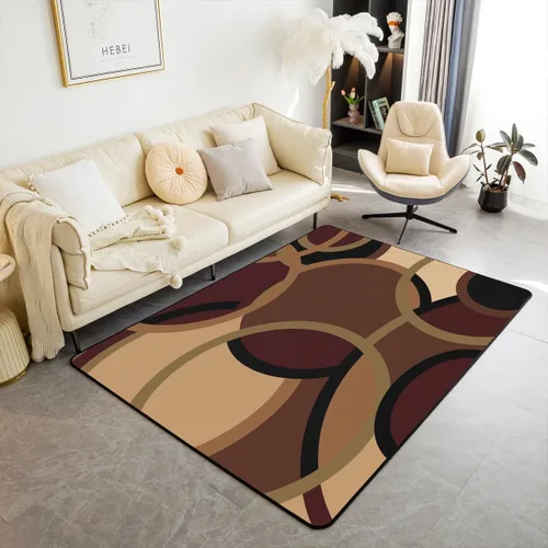 Vista 10 de jejeloiu Alfombra de área de remolinos negros y rojos de 3 x 5 pies para niños, geométrica abstracta, alfombra para sala de estar, alfombra