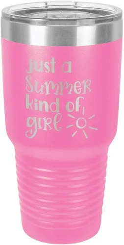 Vista 14 de JUST A SUMMER KIND OF GIRL Vaso de 30 oz con pajita y tapa superior deslizante Taza de viaje de acero inoxidable Comparar con Yeti Rambler