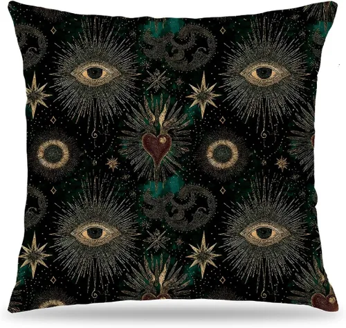 Vista 16 de Fundas de Almohada Gótica de Polilla y Mariposa 18x18, Fundas de Almohada Celestial de Luna de Academia Oscura para Sofá, Decoración Gótica