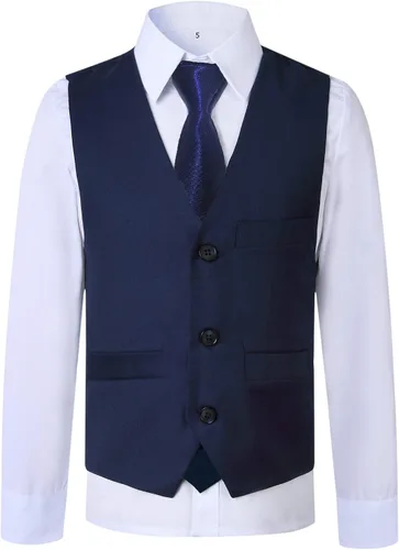 Vista 6 de Flyme Niños Pequeños Trajes Niños conjunto ajustado, Chaleco Blazer Pantalones