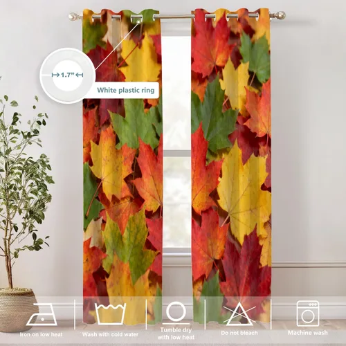 Vista 549 de Shrahala Orange Autumn Autumn Blackout Curtain Tiers, Fall Kitchen Valance Light Blocking Tier Drapes with Rod Pocket, 2 Pack 26 X 24 in