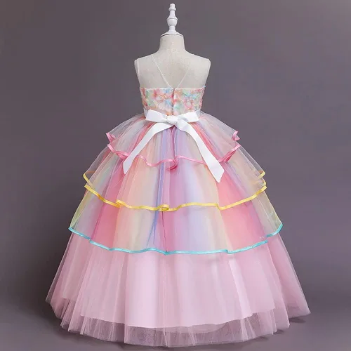 Vista 20 de REXREII Vestido de tul sin mangas para fiesta de unicornio para niñas, disfraz de carnaval, princesa, cumpleaños, Navidad, vestido largo