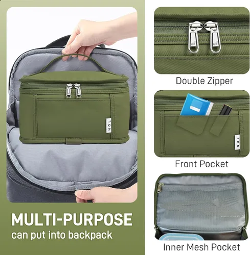 Vista 4 de NOL Natural Organic Lifestyle Bolsa de almuerzo pequeña Mini lonchera Bolsa de almuerzo aislada para hombres/mujeres A prueba de fugas Bolsa térmica