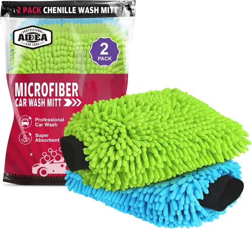 Vista 13 de AIDEA Manopla de Lavado de Coche de Microfibra-2PK, Sin Rayones y Sin Pelusas, Manopla de Lavado de Microfibra Chenille Premium-Azul Tamaño Regular