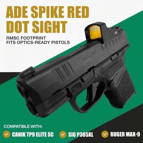 Vista 4 de Ade Advanced Optics Spike RD3-018 - Mira de punto rojo para Canik TP9 Elite SC, Canik Mete SFT, Sig Sauer 365XL, Ruger Max9, FNH Reflex MRD