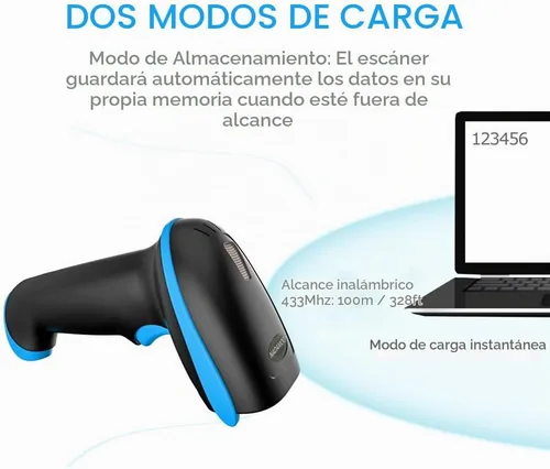 Vista 4 de NADAMOO Escáner de código QR Escáner de código de barras inalámbrico 2D con soporte Soporta escaneo de pantalla CMOS de mano Lector de código