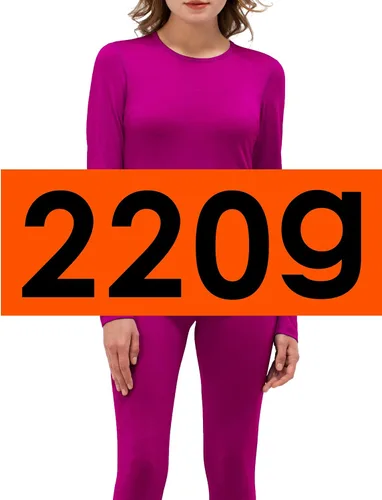 Vista 5 de Conjunto de ropa interior 100 % lana merino para mujer, Rojo Púrpura-7.58oz, L