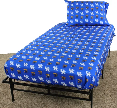 Vista 5 de Everything Comfy Kentucky Wildcats - Juego de sábanas de 3 piezas, tamaño individual, fondo del color del equipo, 1 sábana encimera, 1 sábana