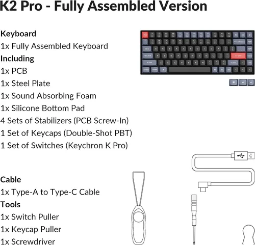 Vista 9 de Keychron K2 Pro QMKVIA Teclado mecánico inalámbrico, interruptor K Pro marrón intercambiable en caliente con 75% de diseño macro programable
