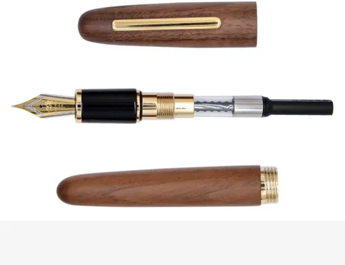 Vista 7 de Jinhao 9056 Pluma estilográfica vintage de madera natural, punta fina, madera Juglans regia