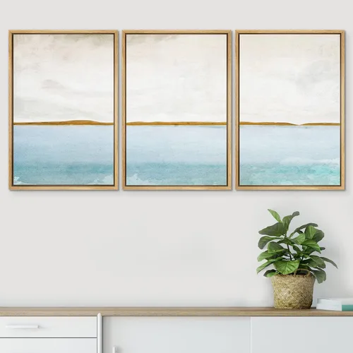 Vista 530 de SIGNWIN Lienzo enmarcado para pared, juego de arte pastel con cadena montañosa, bosque, niebla, naturaleza silvestre, ilustraciones modernas, arte