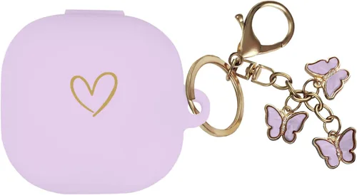 Vista 12 de Compatible con Samsung Galaxy Buds FE/Buds 2 / Buds Pro/Buds Live/Buds 2 Pro, funda de silicona suave con patrón de corazón dorado con bonito Negro