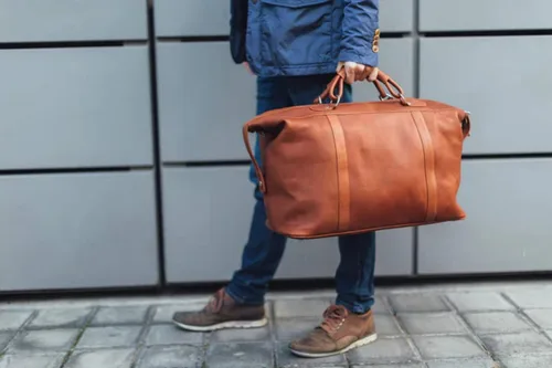 Vista 8 de Piel Leather Bolso de mano grande, Saddle, Bolso de mano grande