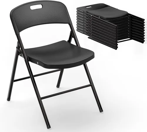 Vista 14 de VINGLI Sillas plegables, silla plegable de plástico, capacidad de hasta 350 libras, asientos portátiles para interiores y exteriores, eventos, Negro