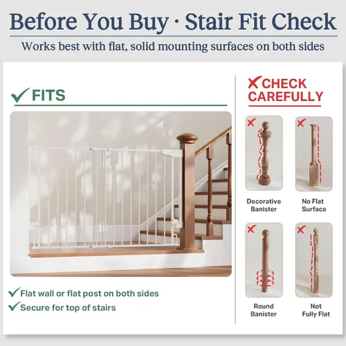 Vista 37 de Cumbor 29.2–43" Puerta de bebé para escaleras, de montaje en pared (se requiere taladrar), puerta para perros expandible sin barra inferior, puerta