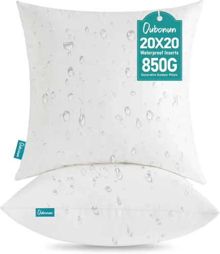 Vista 17 de Oubonun - Juego de 2 almohadas lumbares impermeables para exteriores, 12 x Almohada para exteriores con capa de TPU resistente al agua, cojín
