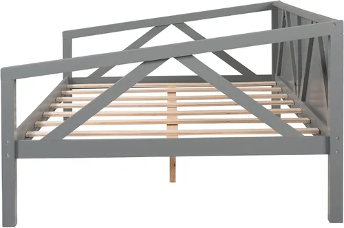 Vista 5 de Flieks Sofá cama de tamaño matrimonial, marco de sofá cama de madera, sofá cama multifuncional para niños/adolescentes/muebles de habitación