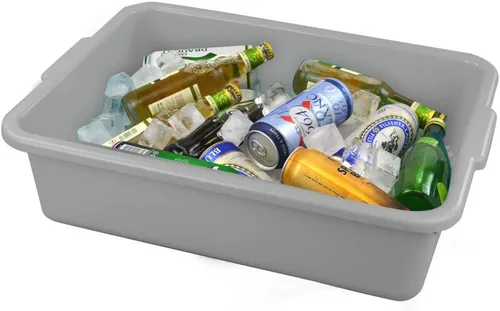 Vista 3 de Anbers Caja comercial de autobús comercial de plástico 13L/gris, lavabo de la tina, 4 paquetes