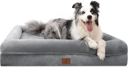Vista 40 de Cama ortopédica grande para perros, cama impermeable para perros con funda extraíble, sofá suave para mascotas con 4 lados extraíbles y base
