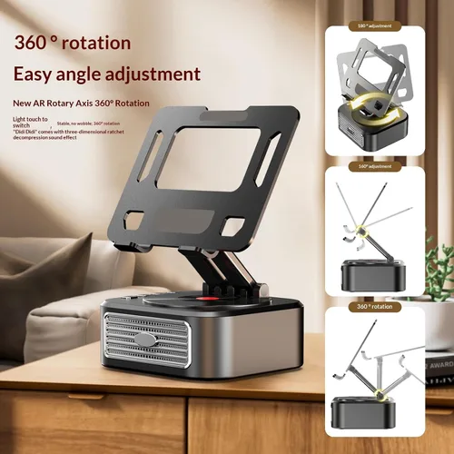 Vista 3 de Soporte para Tableta para Escritorio con Base Giratoria de 360° con Altavoz Bluetooth, Soporte Ajustable Compatible con iPad Pro 13 12 11 Air Mini 5