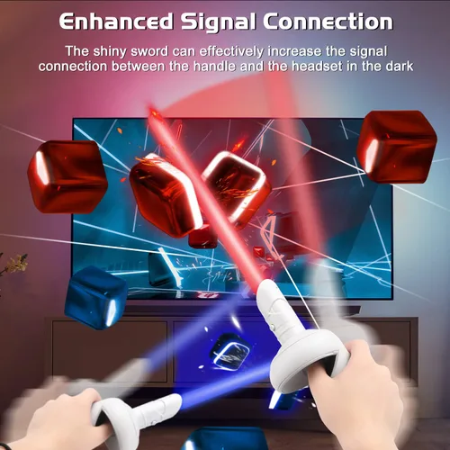 Vista 6 de Game Accessories for Oculus Quest 2, VR Attachment Lightsaber Compatible with Meta Quest 2, 7 Colors LED Beat Saber Enhanced Handles for