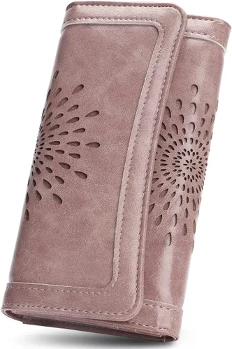 Vista 18 de Aphison - Cartera larga de cuero suave RFID para mujer, con caja de regalo