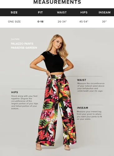 Vista 9 de Pantalones Palazzo de alta calidad para mujer con bolsillos, cintura alta, diseños sólidos e impresos, Palazzo, talla única
