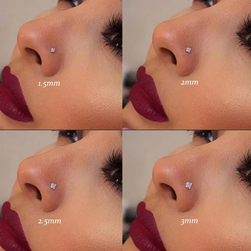 Vista 3 de Kridzisw 12 piercings de nariz de 18 G 20 G 22 G acero quirúrgico con incrustaciones de circonita cúbica de2 mm joyería para mujeres hombres y niñas
