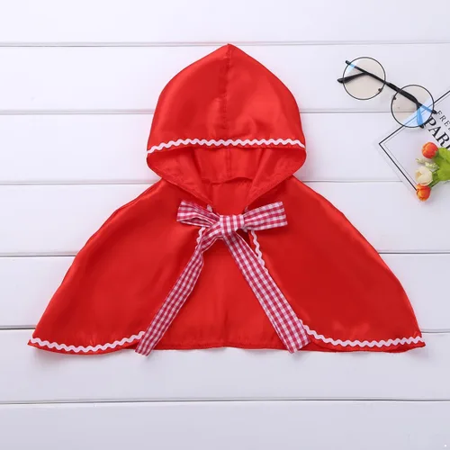 Vista 5 de Fldy Capa roja con capucha para niños, para Navidad, Halloween, juego de rol, cosplay, fiesta, ropa de disfraces
