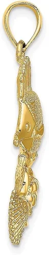 Vista 2 de Auriga Fine Jewelry Abalorio de acuario con textura pulida en oro amarillo de 14 k (L- 0.925 in, W- 1.201 in) regalo para mujer, Metal, No es una