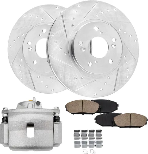 Vista 70 de Detroit Axle - Rotores de freno para Ford 2013-2019 Explorer Taurus Flex Lincoln MKT MKS, rotores de freno de disco ranurados perforados de repuesto