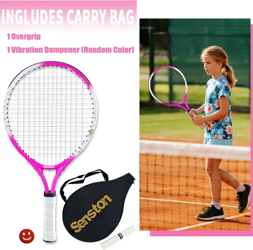 Vista 2 de Senston Kids Tennis Racket Set (17 & 23 Inch) - 1 Pack Junior Tennis Racquet, Lightweight Aluminum Frame, Includes Cover