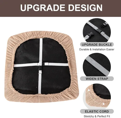 Vista 5 de Genina Fundas de Asiento Impermeables para Sillas Fundas de Sillas de Comedor Fundas de Asiento Elásticas para Protector de Sillas de Comedor Fundas