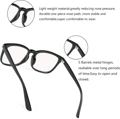 Vista 4 de DeBuff Square Clear Lens Gafas Nerd Mujeres Mens sin receta Gafas Marcos