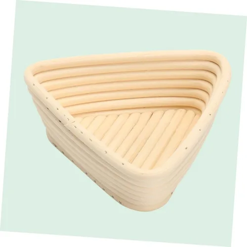 Vista 4 de HEMOTON Cesta de prueba tejida a mano, 2 unidades, triangular, suministros para hornear, color caqui, para panaderos caseros para masa madre