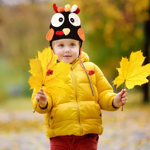 Vista 7 de JETEHO Sombrero de pavo para bebé para Acción de Gracias sombrero de pavo de punto traje de pavo para bebé niño y niña disfraz de Acción de Gracias