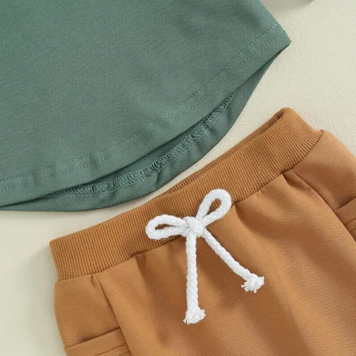 Vista 44 de Kuriozud Conjunto de 2 piezas de sudadera con cuello redondo y pantalones deportivos para niños pequeños para otoño e invierno