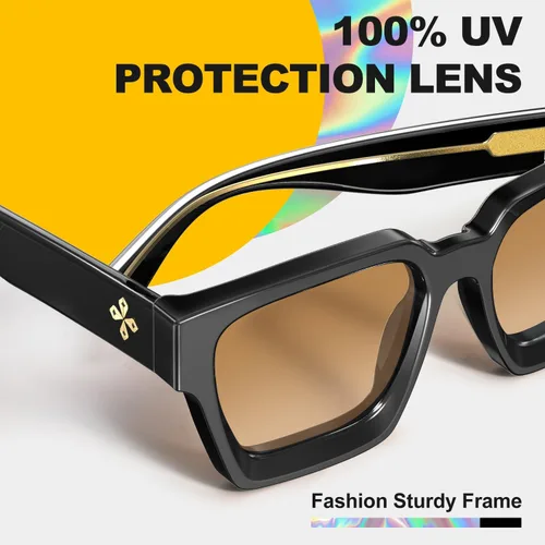 Vista 13 de VISOONE Moda 100% UV400 Protección Rectángulo TR90 Y2K Gafas de sol Accesorios para Mujeres Hombres RIVER, Transparente/Gris Rosa