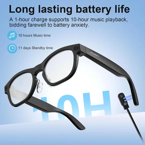 Vista 5 de Lentes inteligentes AI con cámara y Bluetooth, 1080P de grabación de video y fotos para hombres y mujeres, lentes de sol de audio que cambian
