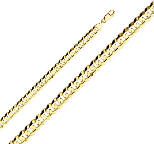 Vista 2 de Wellingsale 14K Solid Gold Cuban Link Curb Chains (Select Options)