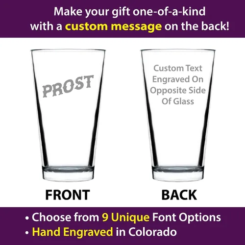 Vista 2 de Custom Prost - German Cheers - Vasos divertidos de pinta para cerveza - Decoración de fiesta temática de Alemania para hombres y mujeres - Taza