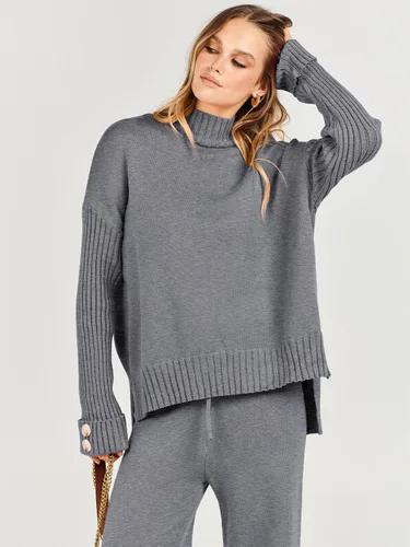 Vista 9 de ANRABESS Conjunto de 2 piezas para mujer, suéter de punto de manga larga, pantalón de pierna ancha, ropa de descanso, moda 2024