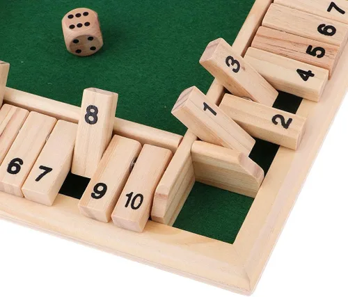 Vista 2 de Shut The Box Close The Wooden Box 4 10 Juego de mesa de números