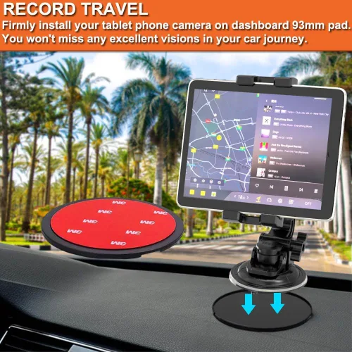Vista 3 de Soporte para tablet de automóvil para iPad de 4 a 13 pulgadas, Gopro, parabrisas de camión, soporte de ventosa resistente con tornillo de 1/4