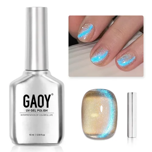 Vista 94 de GAOY Esmalte de uñas de gel Brown Cat Eye, 4629 azul ámbar, 0.5 fl oz Ámbar azul