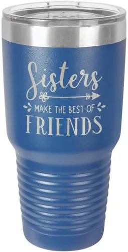 Vista 15 de SISTERS MAKE THE BEST OF FRIENDS Vaso negro de 30 onzas con popote y tapa superior deslizante Taza de viaje de acero inoxidable Comparar