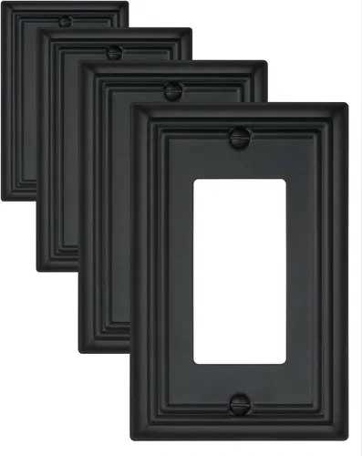 Vista 14 de Switch Plates Outlet Covers, 1-Pack Metal Wall Plate, Black Finish Midsize 1 Toggle 1 Decorator Combo Wall Plate, Ideal for GFCI Outlets, Light