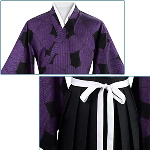 Vista 5 de Kokushibou - Traje de kimono para cosplay, disfraz de Kokushibu, uniforme, peluca, bata para Halloween