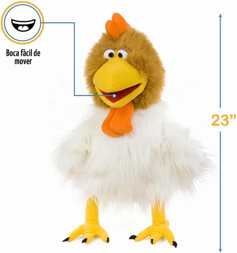 Vista 3 de Gallo tonto de 23 pulgadas, estilo ventrílocuo, marioneta animal