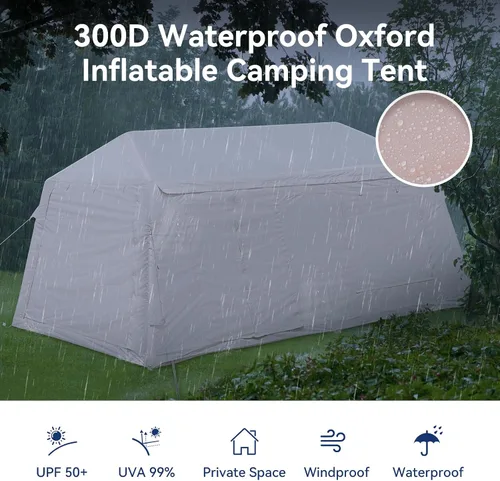 Vista 5 de Inflatable Tent for Camping, Waterproof Oxford Large Blow Up Hot Tent with Pump, Easy Setup Inflatable Glamping House Air Tent for Family